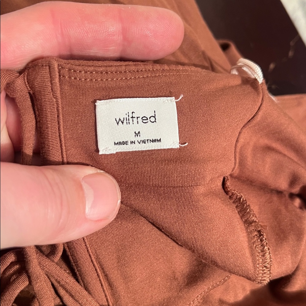 Wilfred by Aritzia Dreamweaver Midi Jersey Dress in Mocha Brown, size Medium - Picture 9 of 16